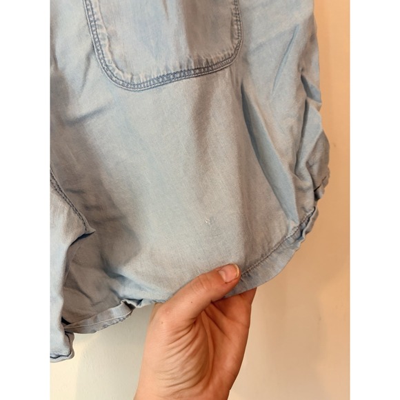 Aerie Faux Denim‎ Paper Bag Shorts Size Large Blue Loose Fit Elastic Waist - Picture 4 of 6